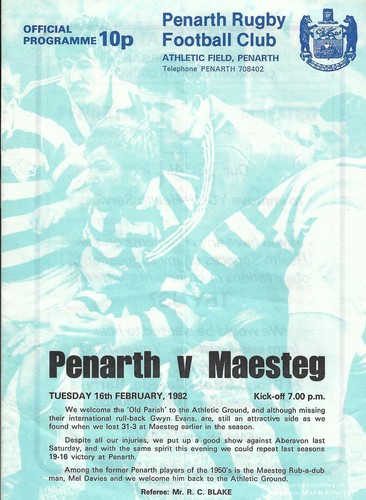 Penarth maesteg feb - penarth, v maesteg