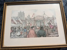 Anton Pieck Prints x 2 Circus Themed Each 7x5" (9.5x7.5" framed)