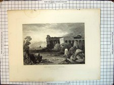 Original Old Antique Print