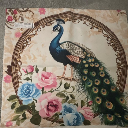 Peacock cushion cover floral - peacock,