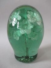 Large Antique Victorian Green Glass Dump Paperweight ~ Multi Stemmed Flowers