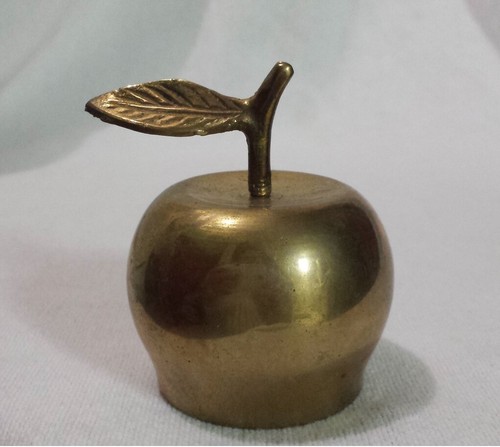 Vtg brass apple dinner bell - brass,
