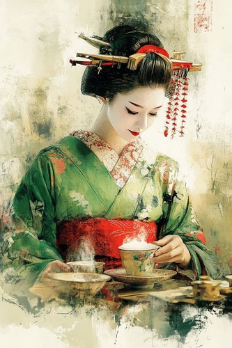 Japanese geisha woman canvas - woman,