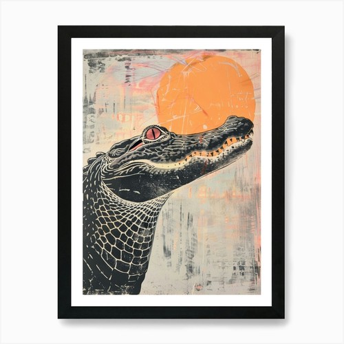 Alligator head art print - alligator,