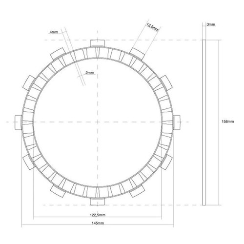 Single clutch disc cranked - cranked, fcc
