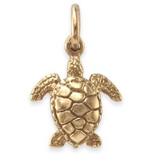 Solid 9ct Gold TURTLE Charm ~ Very Cute!  (Handmade UK)