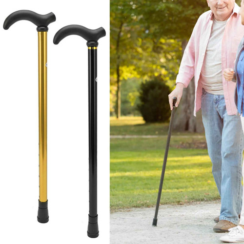 Black adjustable walking stick - black,