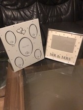 2 LOTS OUR WEDDING DAY Silver With Gem Stones  Collage Picture Frame-Great Gift!