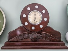 WW1 RFC Propeller Clock Carved Wood Genalex Royal Flying Corps Plane Trench Art