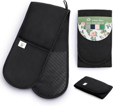 Black double oven gloves - double, heat