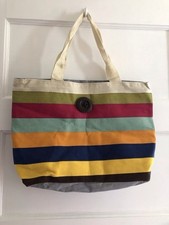 WOMEN SUMMER BEACH HOLIDAY SHOPPING TOTE BAG TRAVEL SHOULDER Striped Cotton