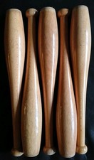 Set Of 5 Vintage Wooden Juggling Clubs 35cm/36cm Long