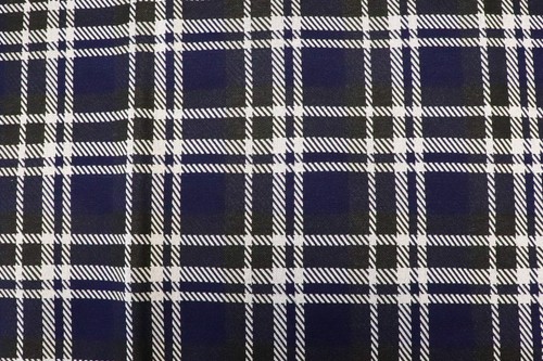 Navy tartan jacquard fabric - jacquard,