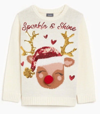 Girls Sequin Christmas Jumper
