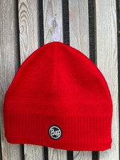 Red knitted buff hat