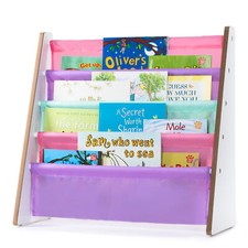 Childrens Kids Book Shelf Wooden Sling Storage Rack Organizer Bookcase Bookshelf