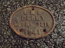 LMS Derby Builders Coach Wagon Plate Worksplate Carriage 1941 Lot 1318