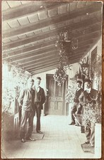 RPPC VIEW OF LEADGATE RAILWAY STATION STAFF & BOY OUTSIDE GENERAL OFFICE DOORWAY