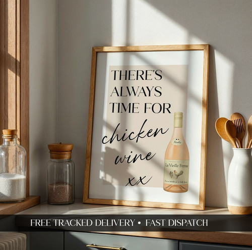 Chicken wine kitchen print - chicken,