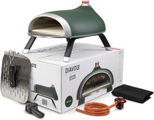 DeliVita Diavolo Gas Fired Outdoor Pizza Oven - Green, Powered by Propane, Buta