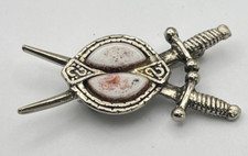 Vintage Scottish Themed Costume Brooch crossed Dirks & Shield Design 55x46 mm