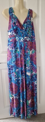 Blue multi floral jersey maxi - floral,