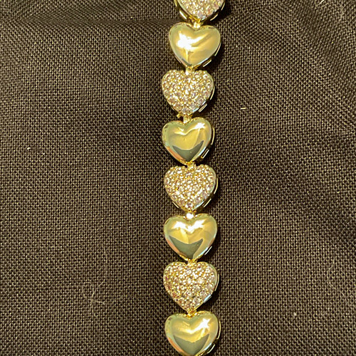 Gold tone heart link tennis - tone,