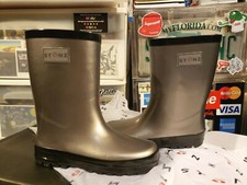 Stonz METALLIC GREY Girls Winter Rubber Waterproof Rain Boots 12T / 30 EUR