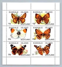 Easdale Island Scotland Butterflies MNH M/S Sheet  #W1716