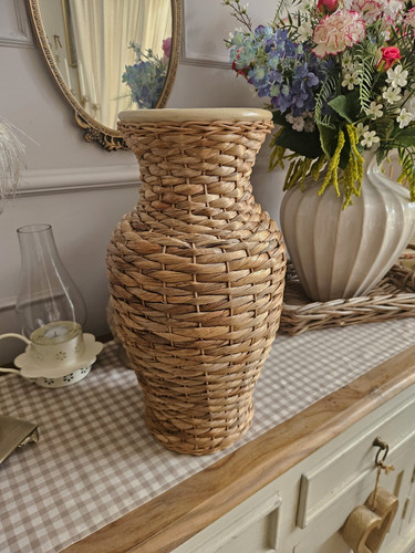 Woven wicker decorative vase - decorative,