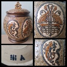 Vtg / Antique Pottery Spice / Tobacco Jar Art Nouveau Celtic Design (See Desc)