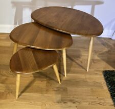 Vintage Retro Ercol Ligth Elm Set of 3 Pebble Tables
