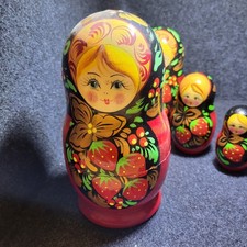 Large Set of Russian Dolls x 7 Wooden Nesting Dolls Hand Painted