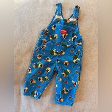 Vintage OshKosh B'gosh Teddy Bear ABC’s Vibrant Blue Toddler Overalls 18mo