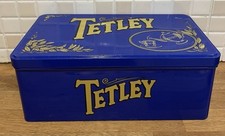 Vintage Tetley Blue And Gold Collectable Tea Caddy Preowned (2)