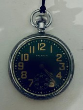 1943 WW11 Waltham Military Issue Pocket Watch Men Antique, Functional