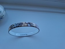 Michaela Frey Enamel Austria Ornate Bangle Bracelet Floral Lilac Signed