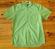 GANT MANHATTAN POPLIN MEN'S GREEN CHECK SHORT SLEEVE SHIRT VGC SIZE L