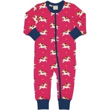 Maxomorra - LS Romper in Unicorn print - size  74/80cm (9-12 months)