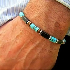 Minimalist Style Men's Turquoise Bead Bracelet, Men's Casual Party Gifts,Jewelry