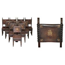 10 ANTIQUE CIRCA 1780 ITALIAN LEATHER DINING CHAIRS FROM DONNINGTON CASTLE HOUSE