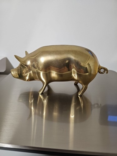 Brass pig figurine - pig, paperweight