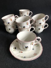 8x Villeroy & Boch Petite Fleur Small Coffee Cups & Saucers Flowers White/Multi