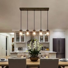 Kitchen Island Chandelier Ceiling Light Glass Shade Bar Pendant Lamp w Switch