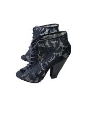 Givenchy Black Lace Peep Toe Ankle Boots Womens Size UK 5.5 EU 38.5