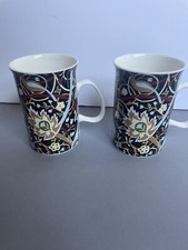 waterside fine bone china x2 floral bird mugs set coffee cups arts and crafts 