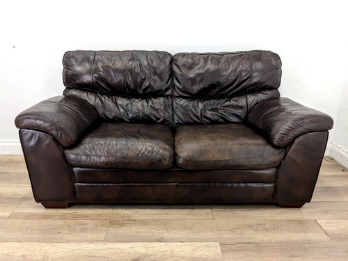 Sofa seater brown leather - 2,