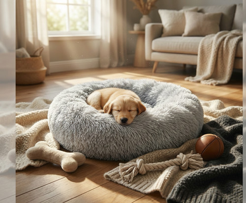 Fluffy donut dog bed - fluffy,