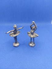 Vintage 1960s Small silver tone ballerina figurines ornament/cake topper 
