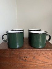 Dark Green Enamel Vintage Mugs
